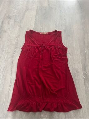 Mint Red Sleeveless Tie-Front Tank Top
